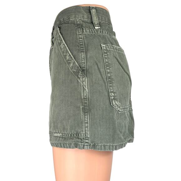 Zara Women's Green Gray High Waist Wide Leg Casual Denim Jeans Shorts Size 6 - Picture 2 of 5